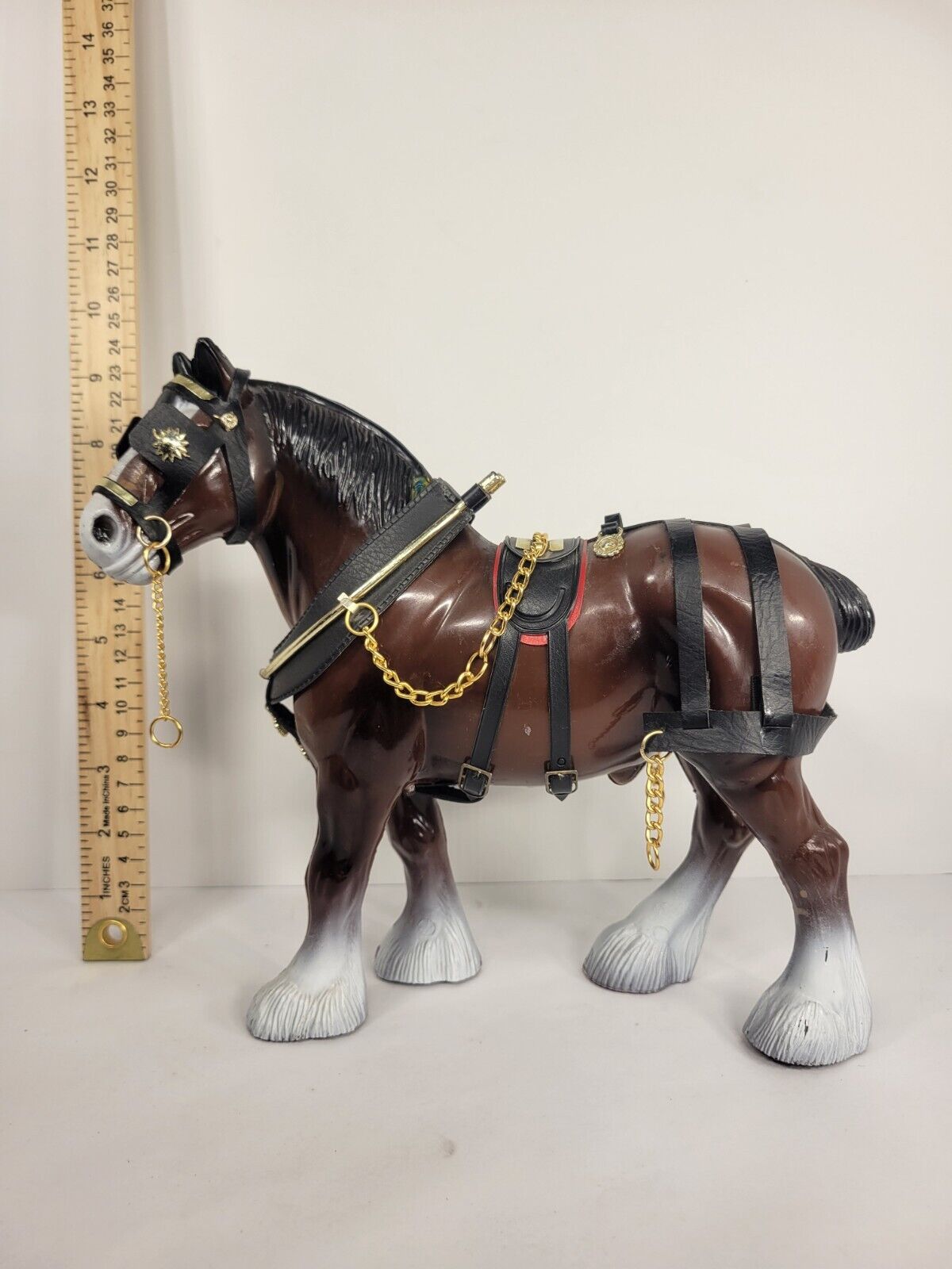 Vintage Justen Blue Ribbon Clydesdale 3168 Horse Toy Hard Plastic Budweiser