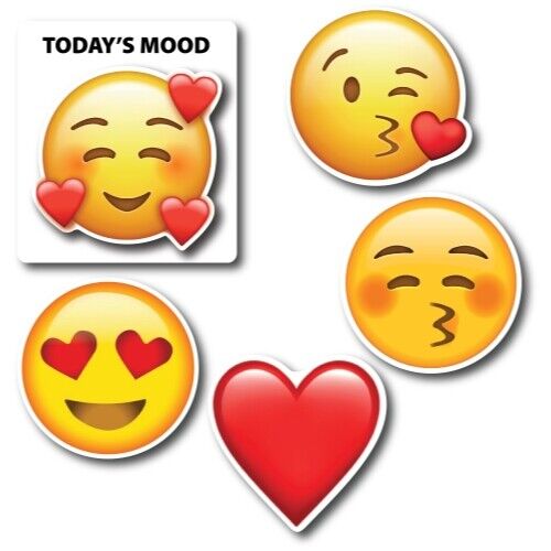 Today\'s Mood 5 Pack Emoji Magnets, Variety of Mini Love Emoji Decals