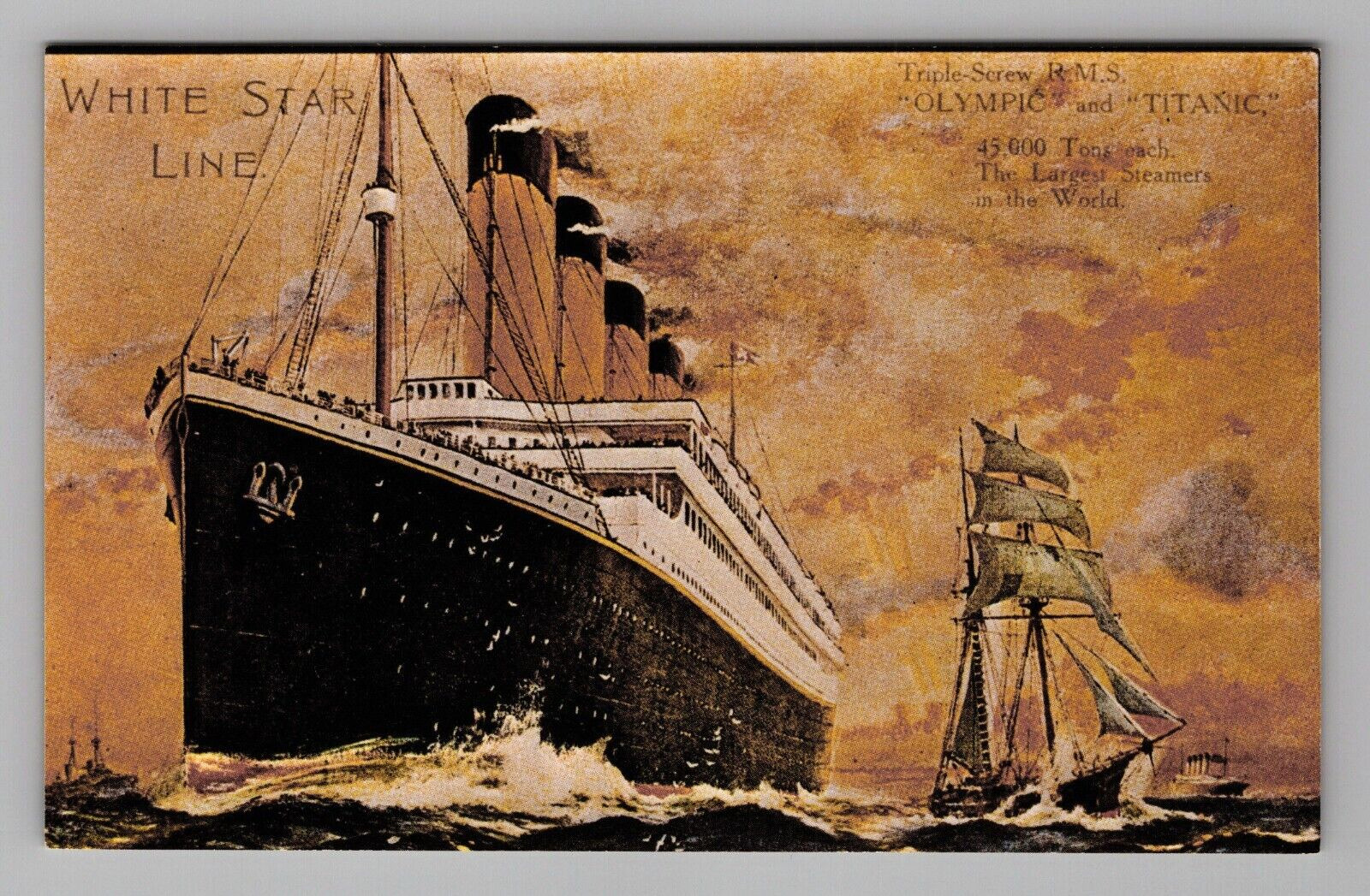 Postcard RMS Titanic Steamer Ship White Star Line Schooner Boat 1980 Reprint