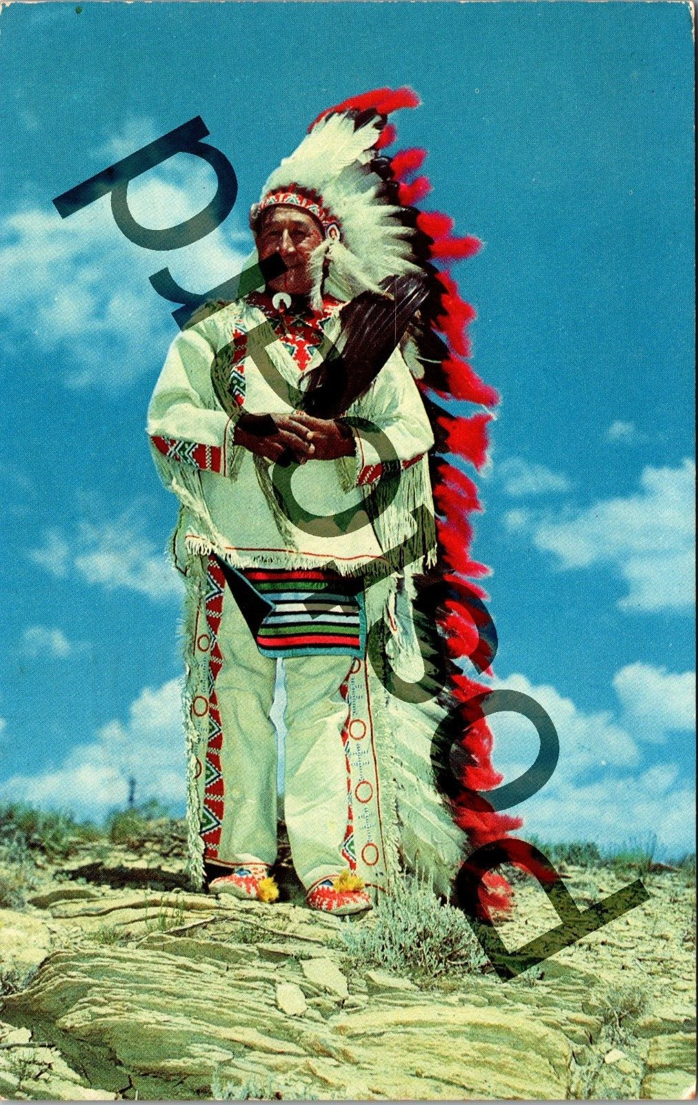 1958 GALLUP NM Chief Ironcloud Souix tribe at Indian Ceremonials  postcard jj081