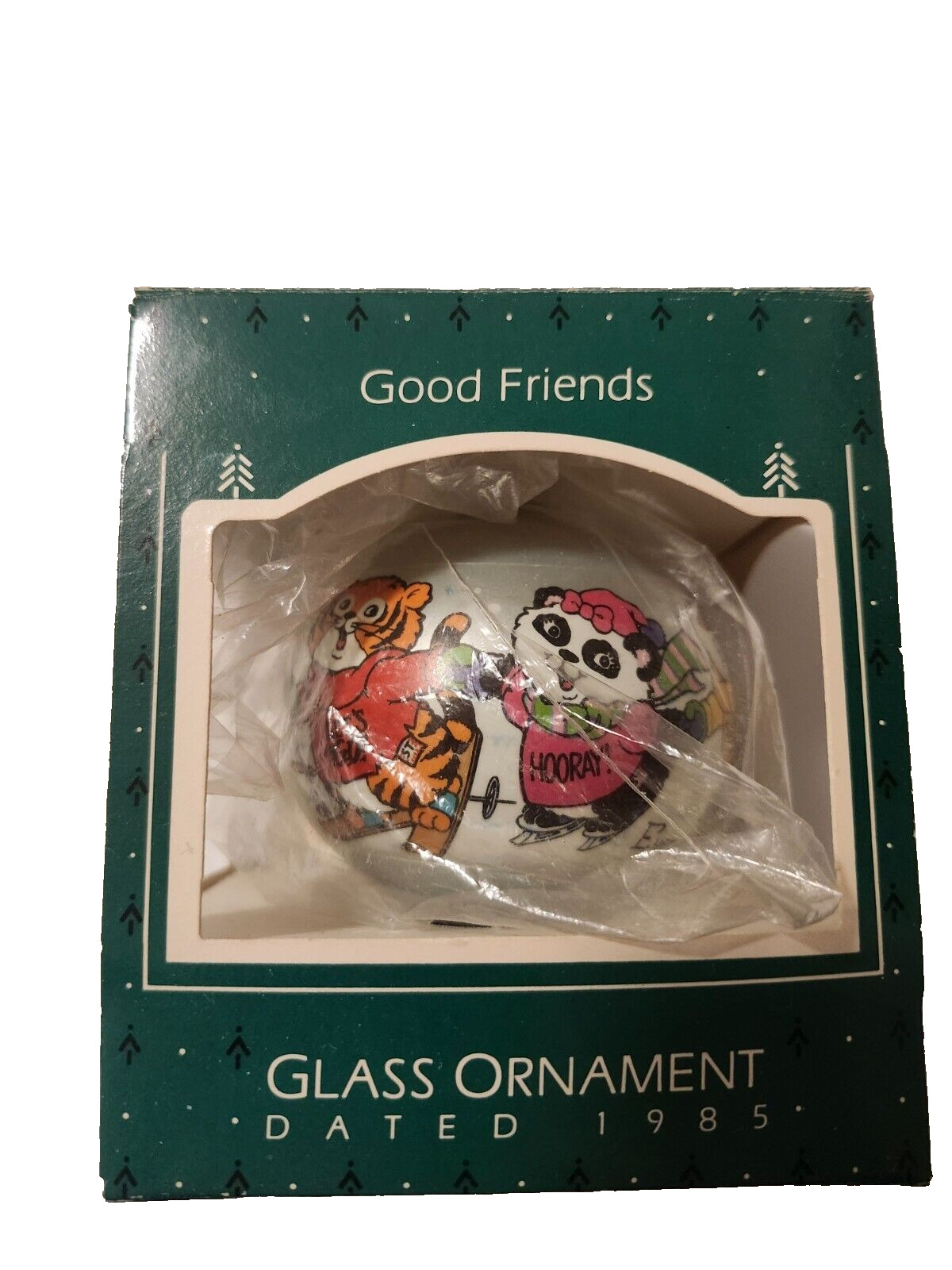 Vintage 1985 Hallmark Shirt Tales Glass Keepsake Ball Ornament in Original Box