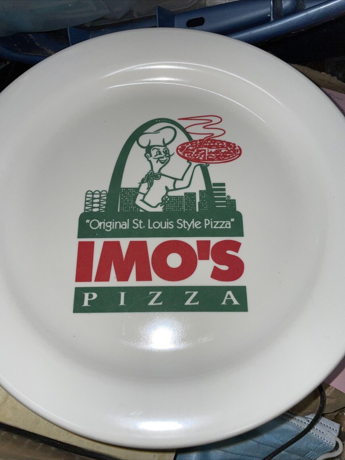 Imo\'s Pizza Advertising Plate St. Louis 1990s 90s 1997 Vintage