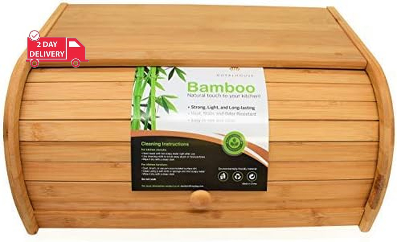Premium Bamboo Bread Box, Bread Storage and Organizer, Organizer for Kitchen Cou
