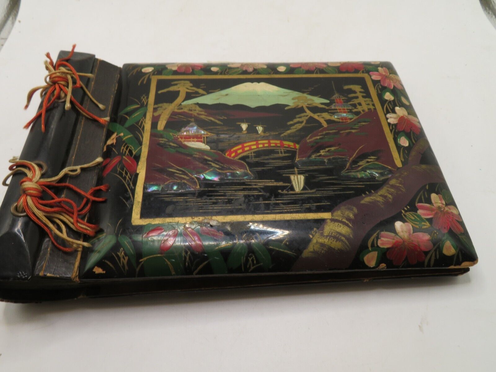 Rare Vintage Unused Hand Painted Photo Album Asian Inspired Cultural Theme