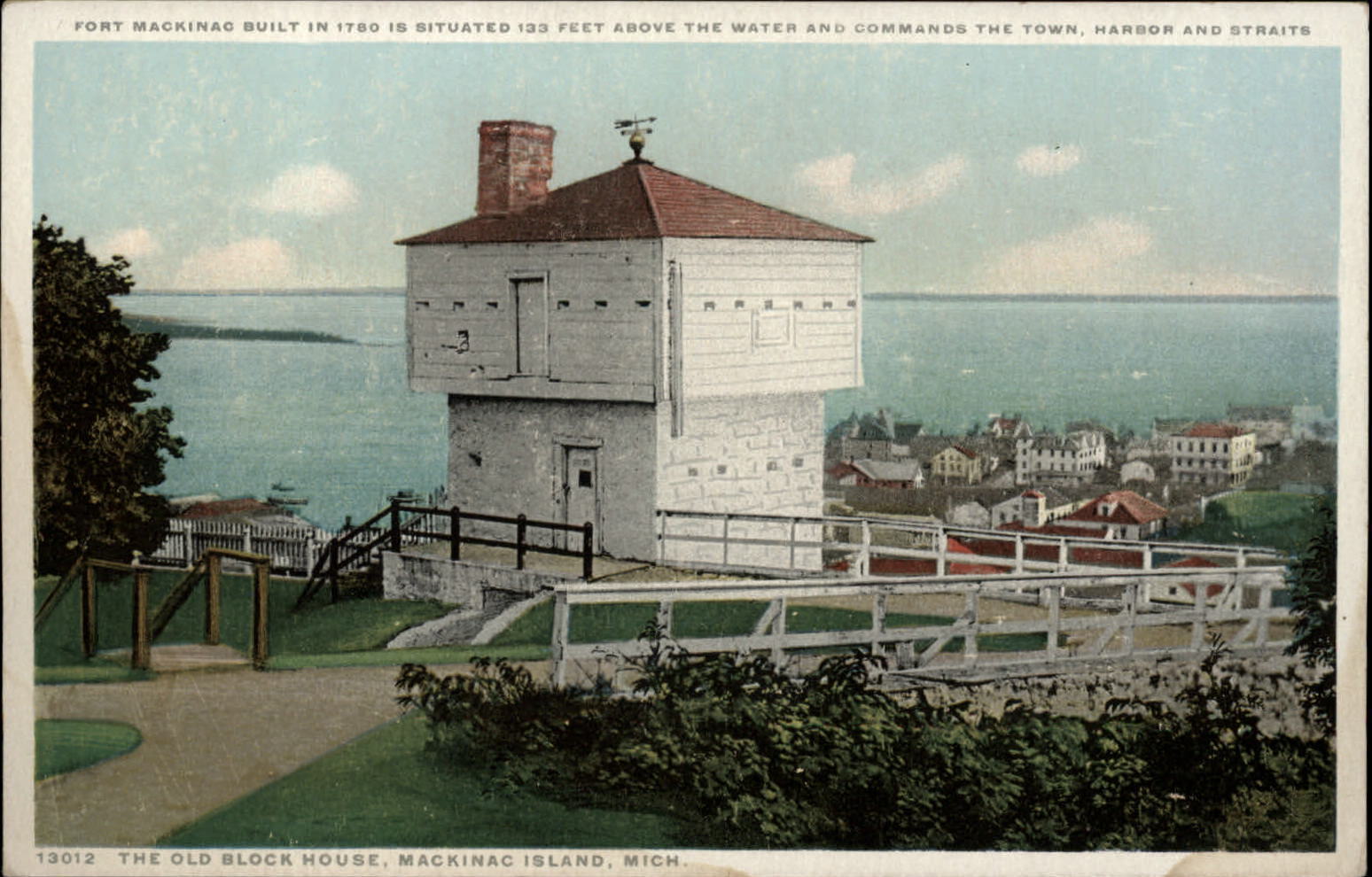 Mackinac Island Michigan Fort Mackinac Block House Phostint vintage postcard