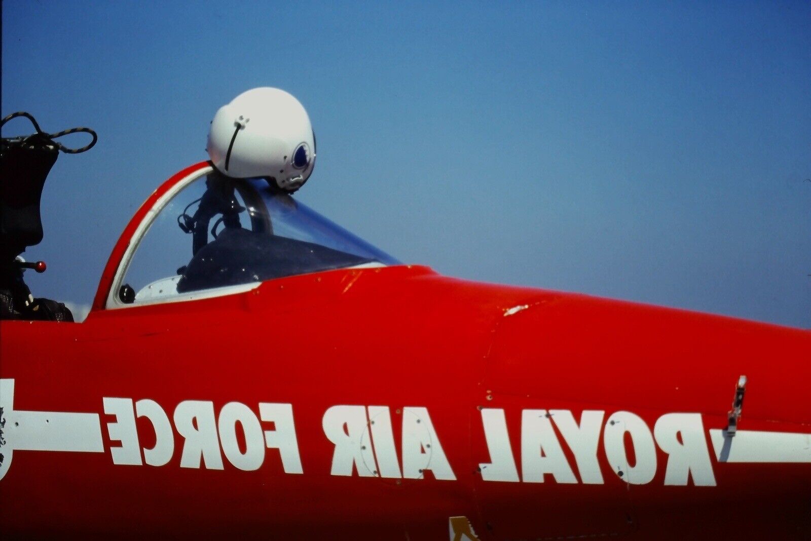 c1980s Red Arrow Hawk Jet Pilot Helmet~RAF~Royal Air Force~VTG 35mm Slide