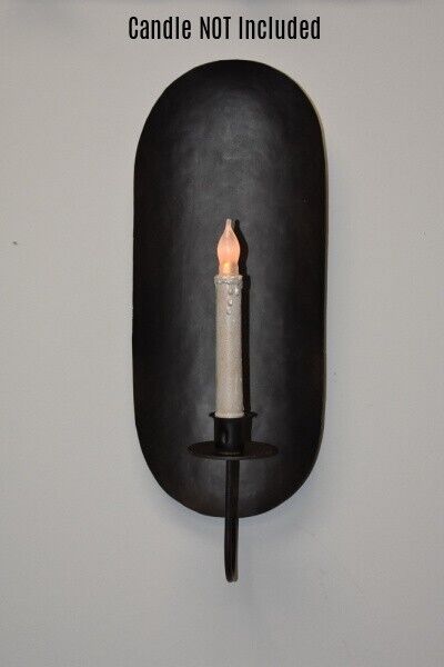 New Primitive Early Antique Style TAPER CANDLE HOLDER WALL SCONCE Black Metal