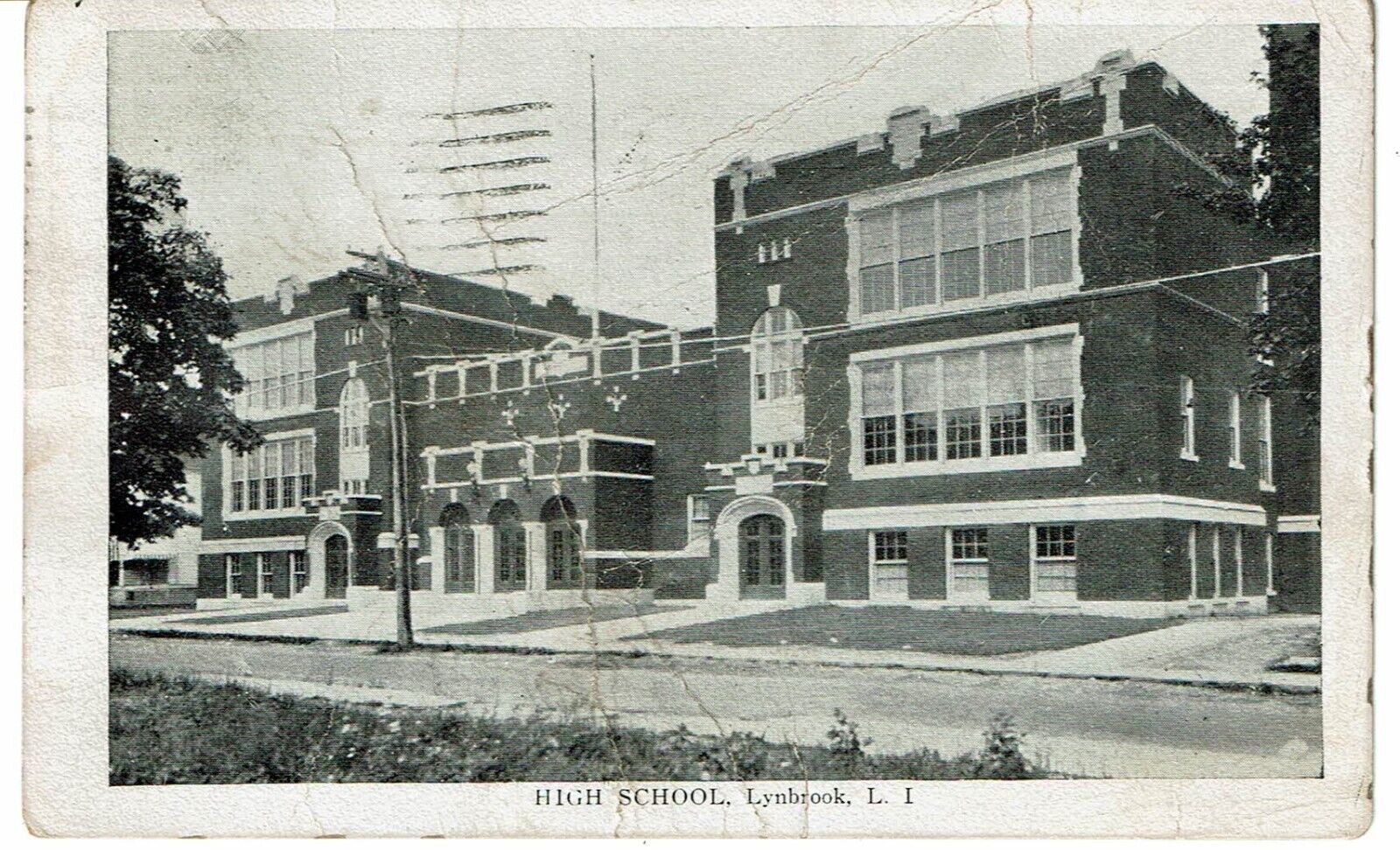 vintage 1930 High School Lynbrook Long Island New York Postcard