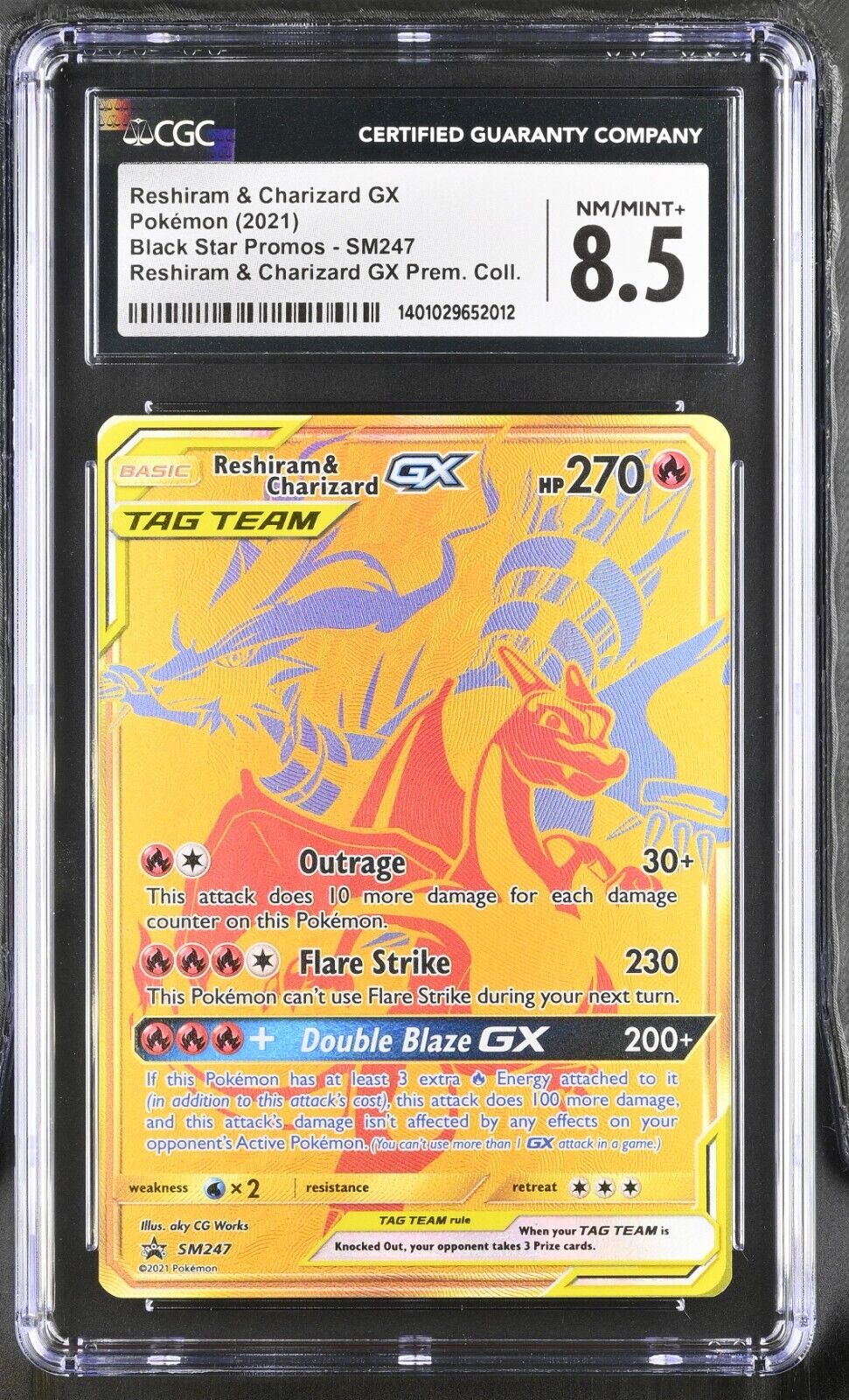 Pokémon Reshiram & Charizard GX 2021 Promos No.SM247 CGC Graded 8.5 Card