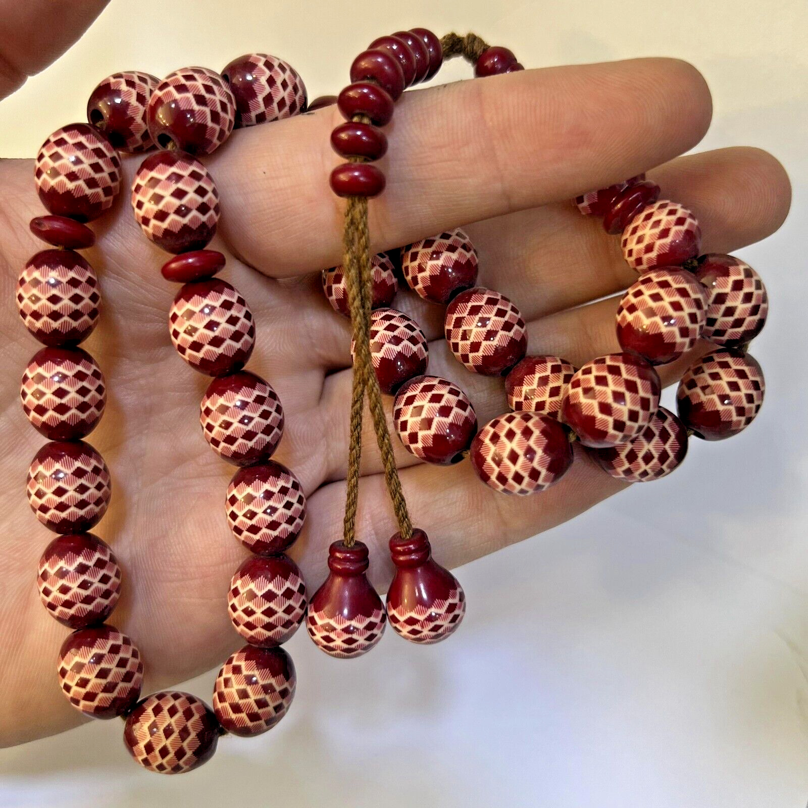 Prayer 33 Beads Islamic Rosary Misbaha Pray HANDMADE New Burgundy Beautiful Gift