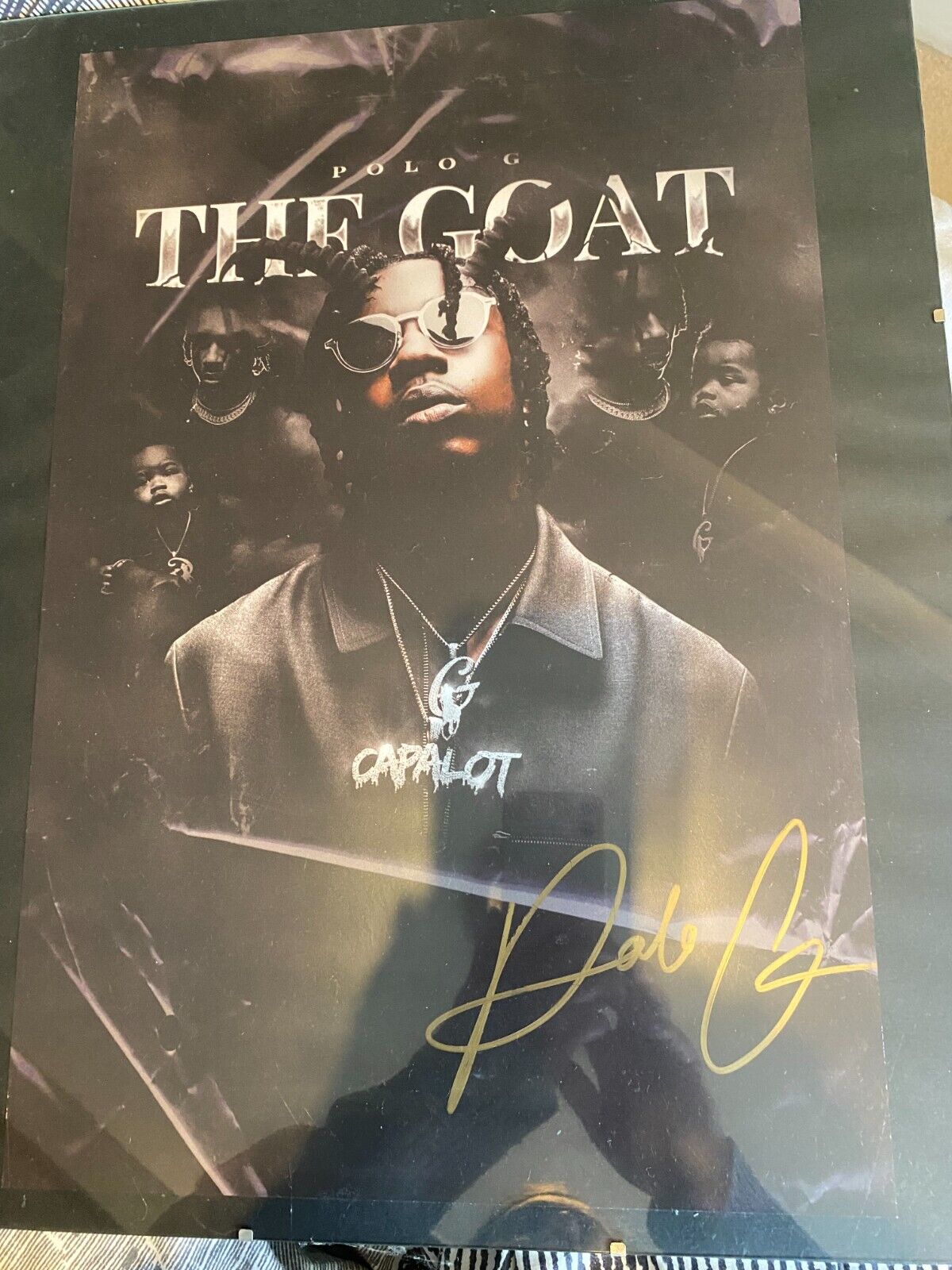 Polo G The Goat Signed Poster 12x18 Glass Framed Autographed With Receipt 