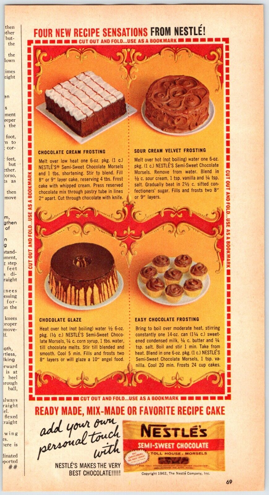 NESTLE\'S SEMI-SWEET CHOCOLATE RECIPES Vintage 1960\'s 5\