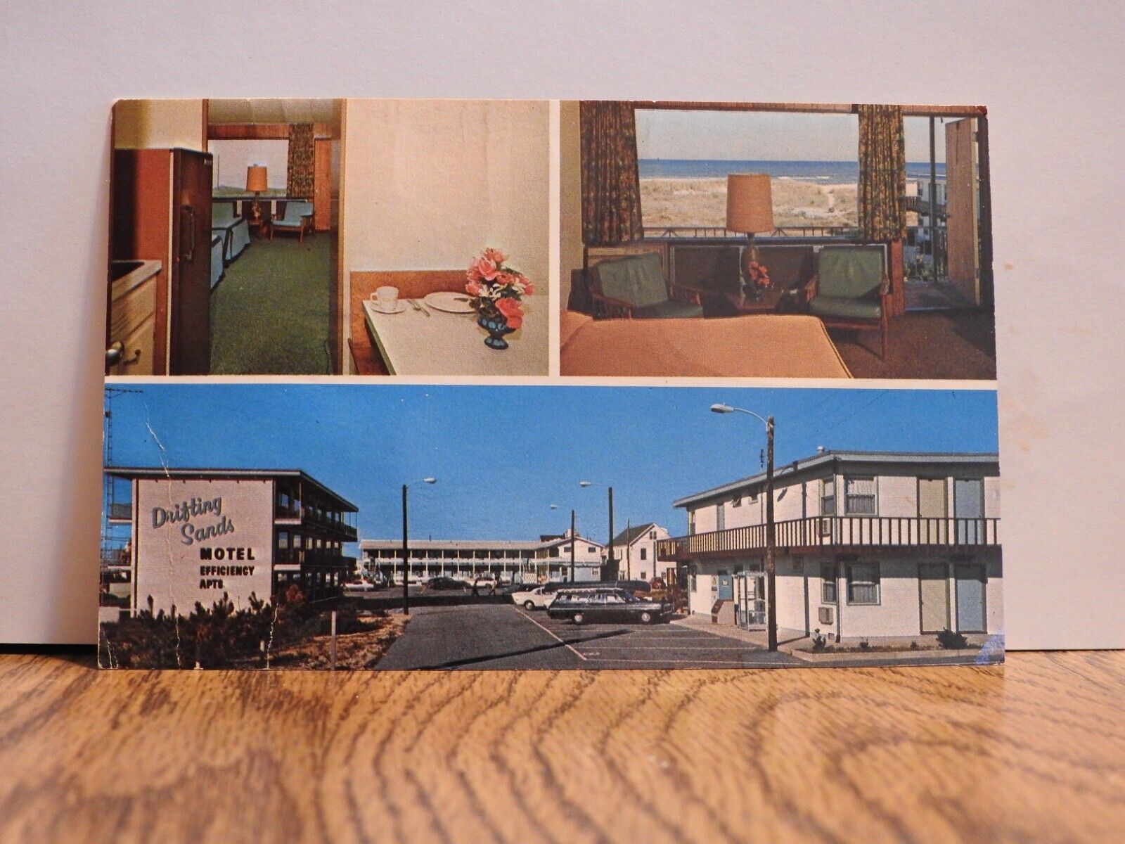 Drifting Sands Motel Ship Bottom, New Jersey Cars Chrome Postcard A215