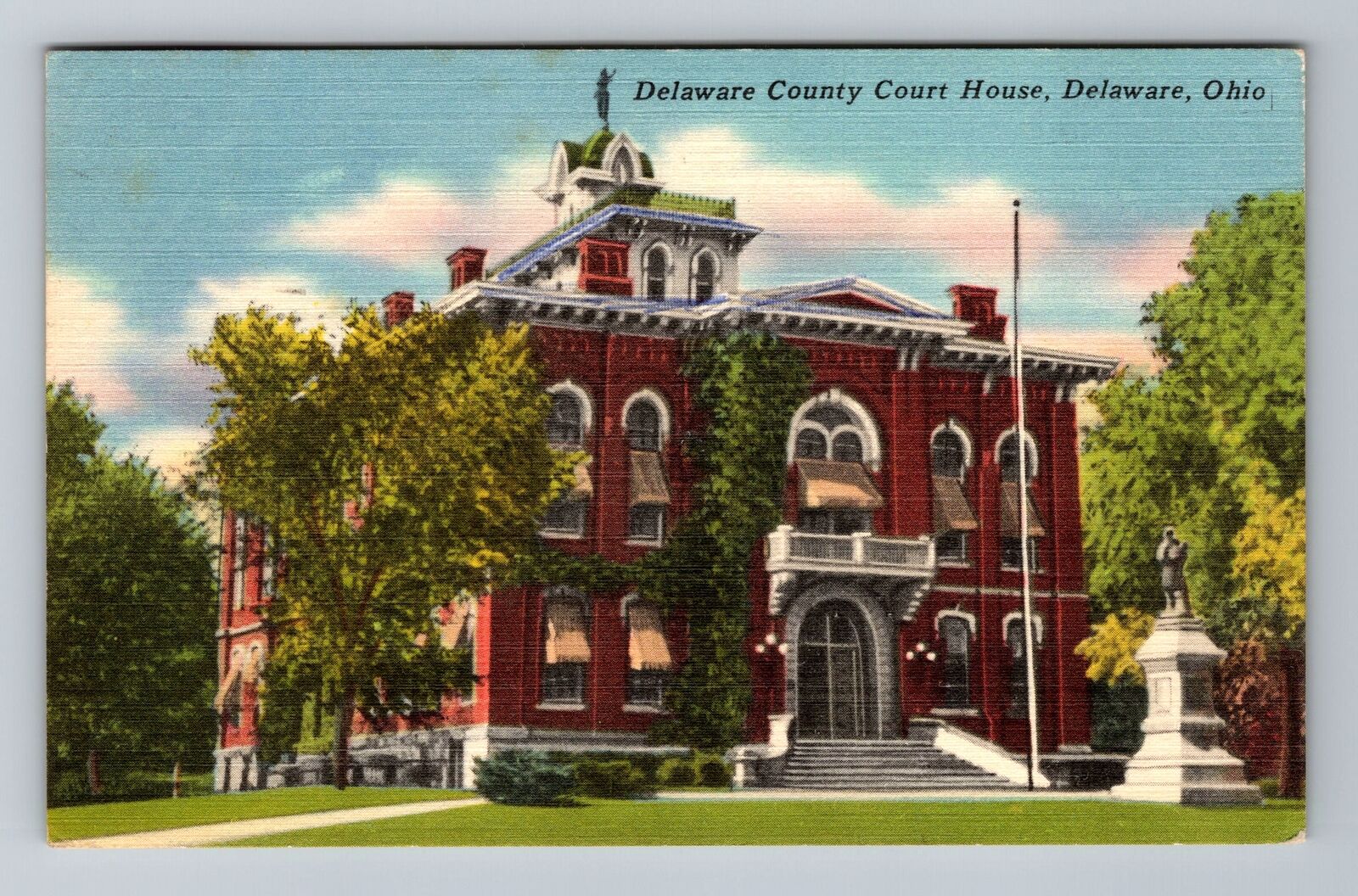 Delaware OH-Ohio, Delaware County Court House, c1956 Antique Vintage Postcard