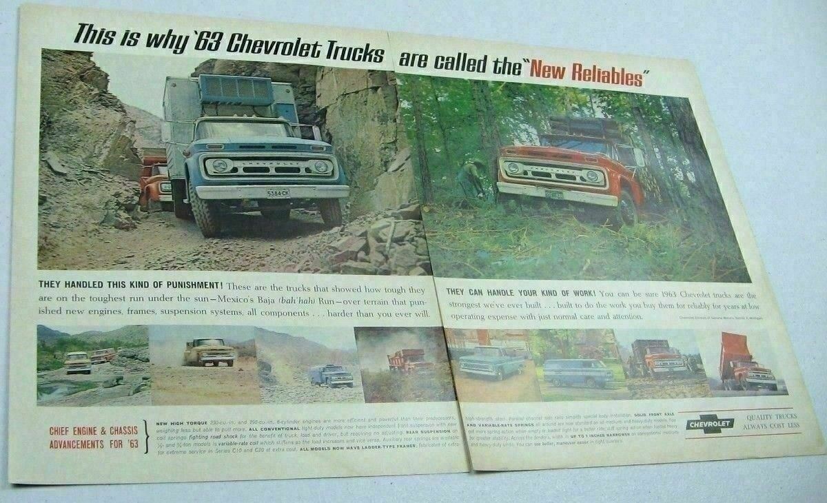 1963 Print Ad 1964 Chevrolet Trucks Dump, Van, Pickup, Chevy