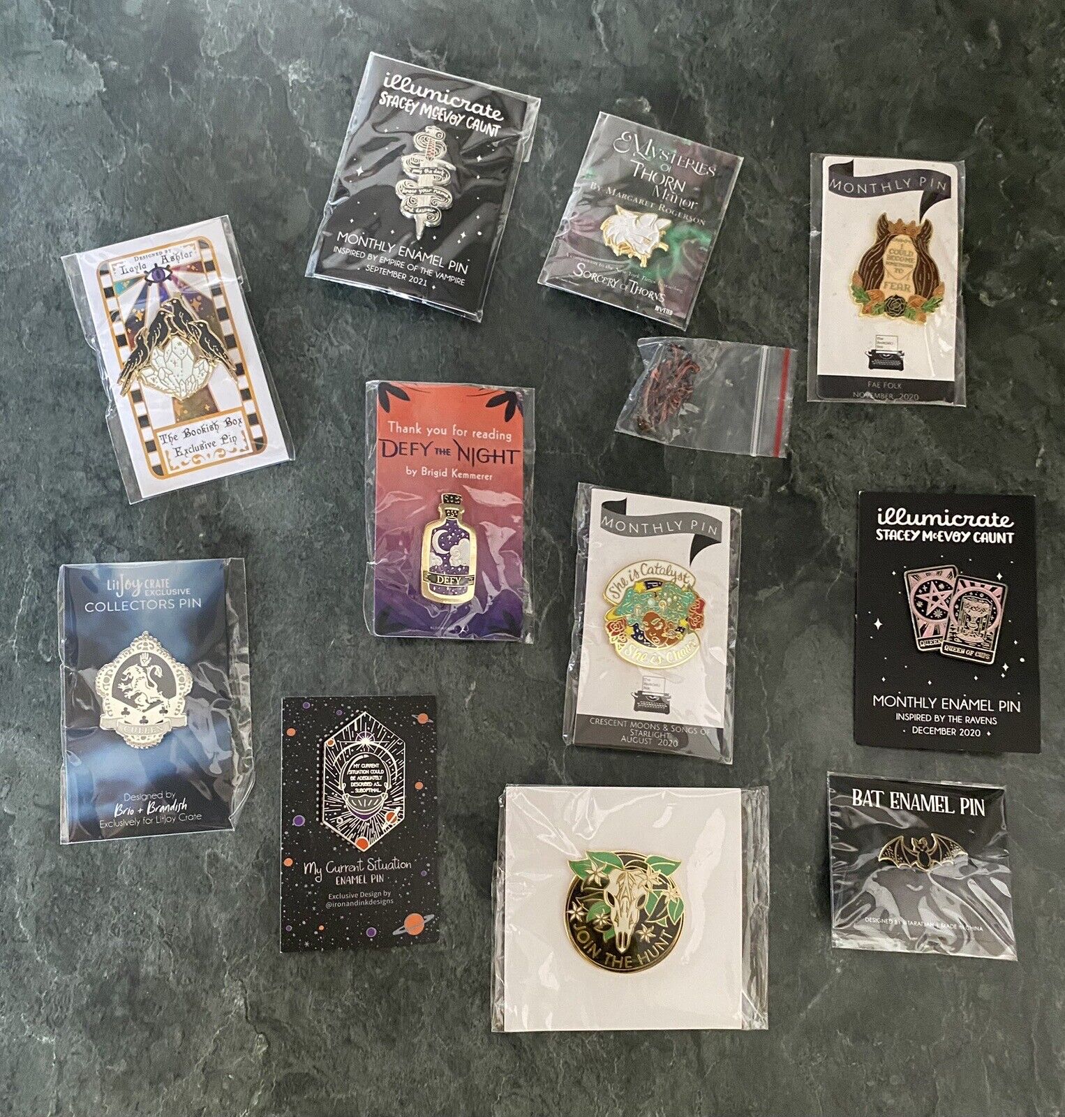 Lot of Bookish Enamel Pins Illumicrate Fairyloot Owlcrate Variety Monthly Pins