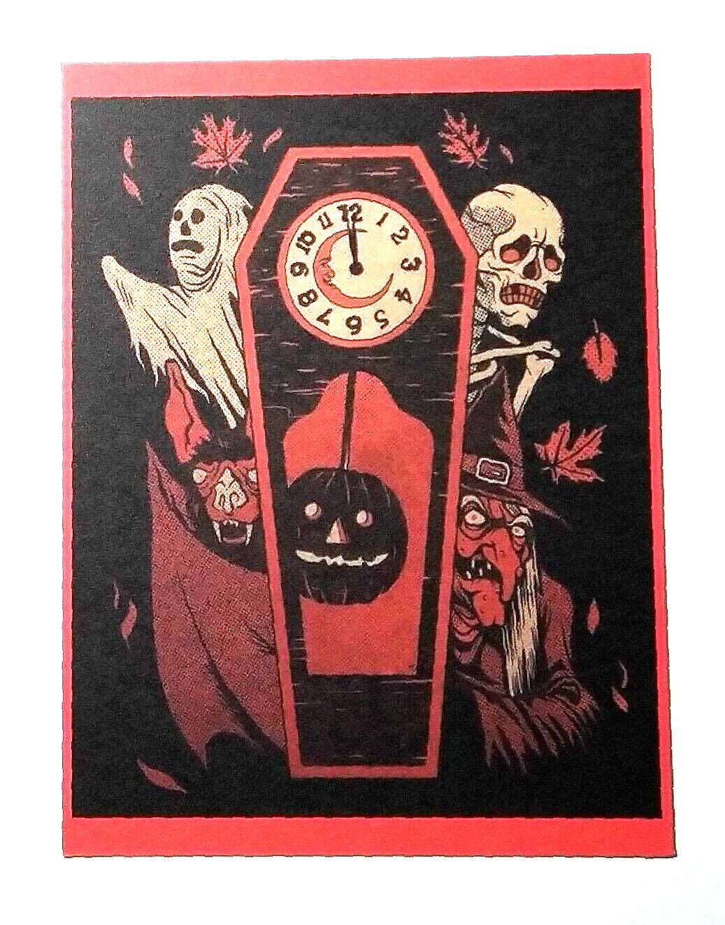 * Halloween* Postcard: Midnight Madness, Scary Faces Vintage Image~Reproduction