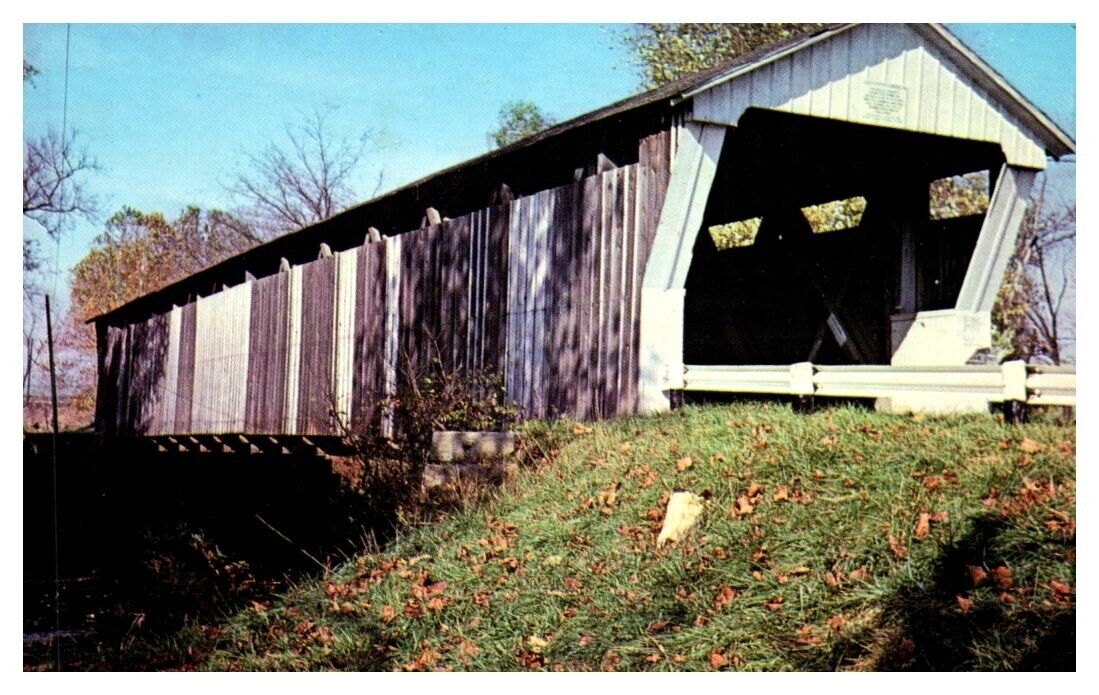 COVERED BRIDGE over Little Walnut Creek CANAL WINCHESTER, OH - Postcard