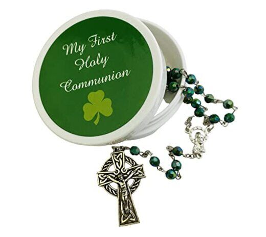 Westmon Works Irish First Communion Rosary Set Saint Patrick\'s Prayer Set with 