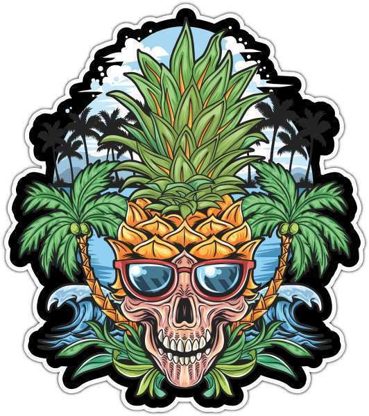 Pineapple Skull Palm Beach Vacation Car Bumper Window Sticker Decal 4\