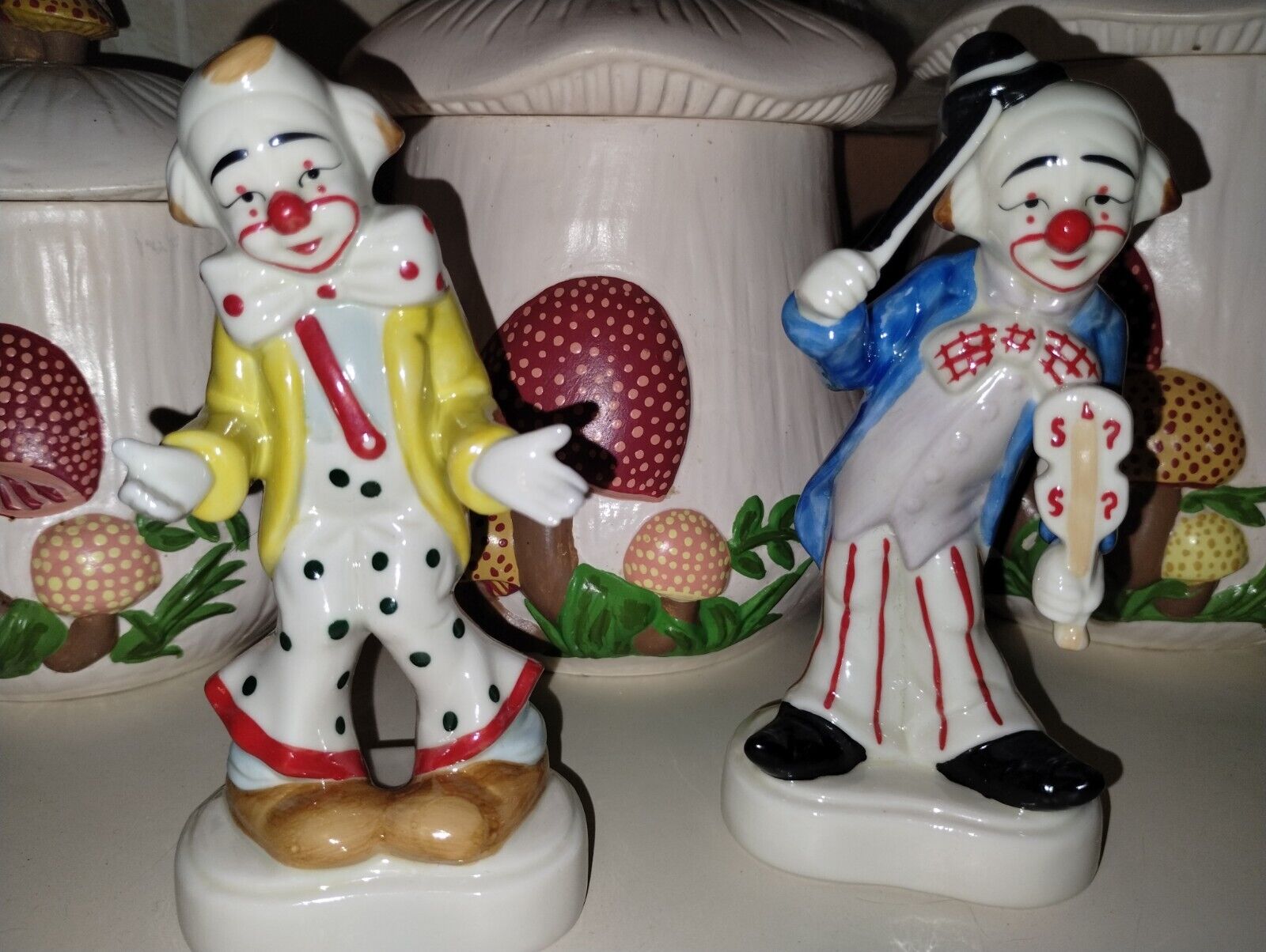 Vintage Ceramic HOMCO 1445 Clown Figurines Set of 2