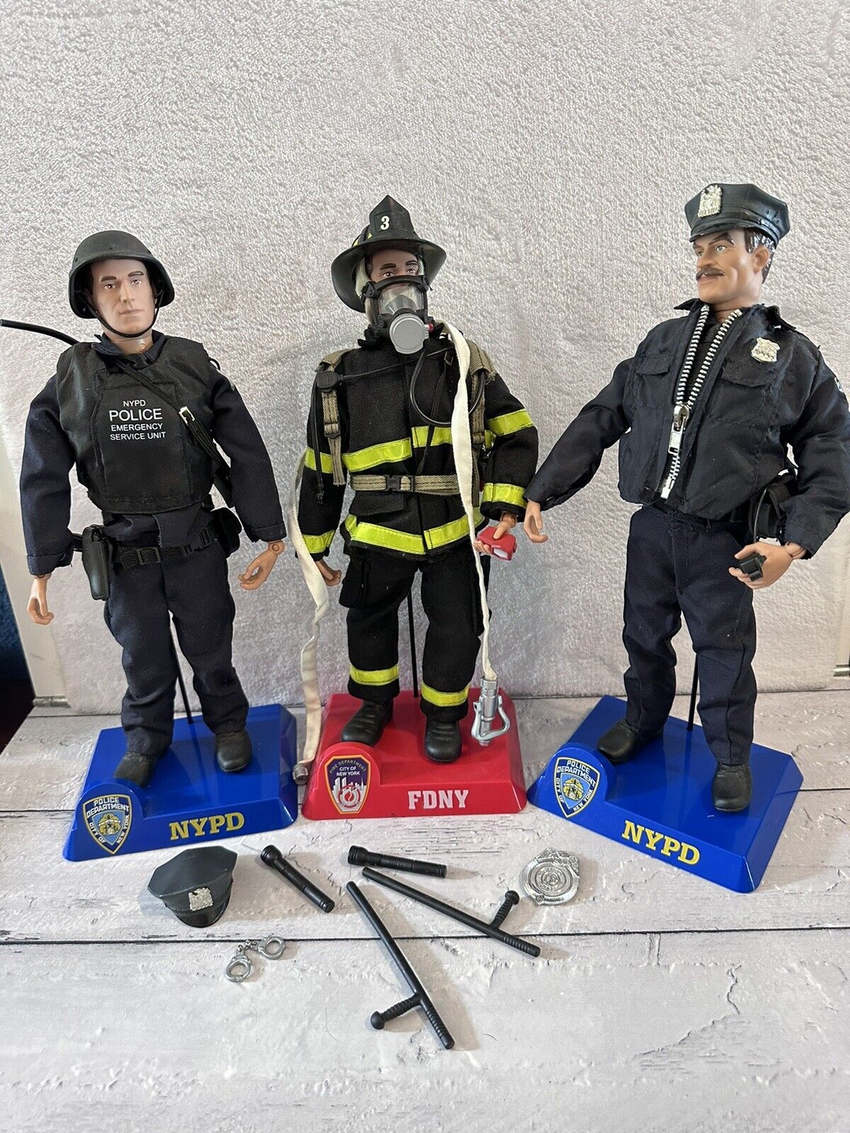 REAL HEROES Limited Edition FDNY & NYPD  9/11 Action Figures BARBIE Set Of 3