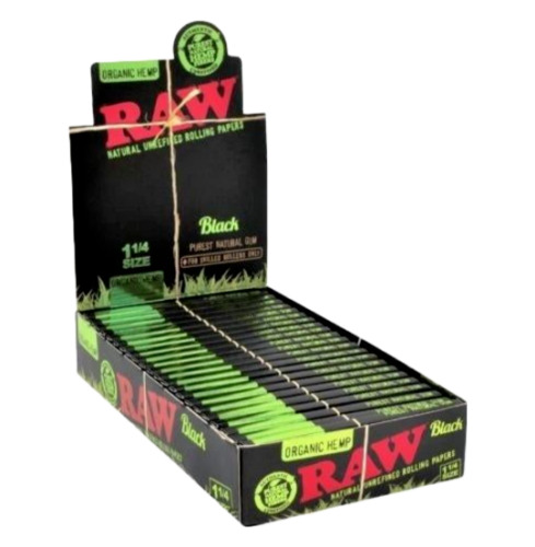 AUTHENTC  RAW  ORGANIC BLACK   1.25 ROLLING PAPERS 24x  1  1/4  full box