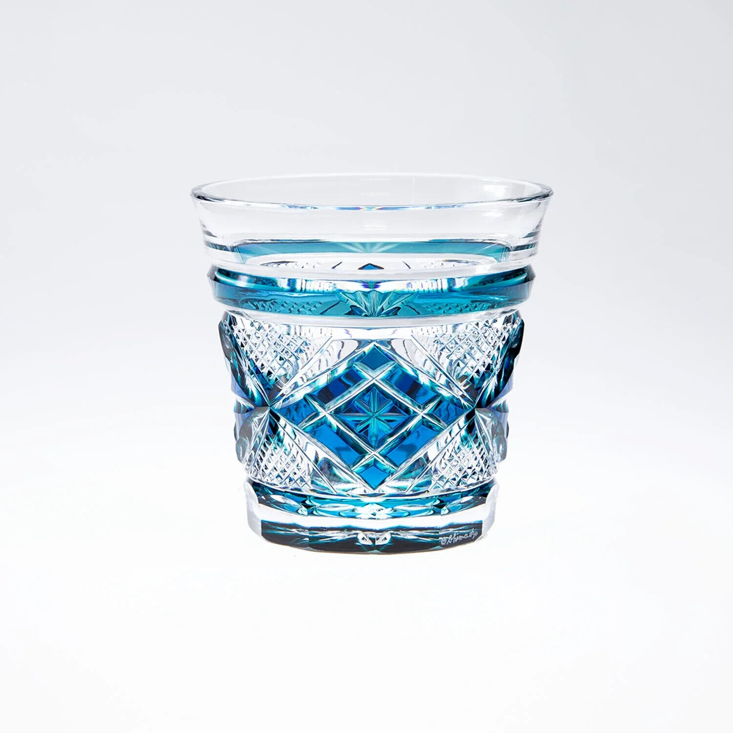 Satsuma Kiriko Cut Glass Old Fashioned Glass Choko Sake Cup Blue Gradation NEW