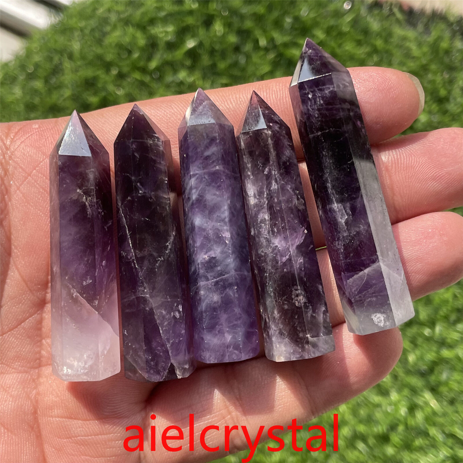Natural Dream amethyst Quartz Carved Crystal Tower wand Point 5-6cm 5pc