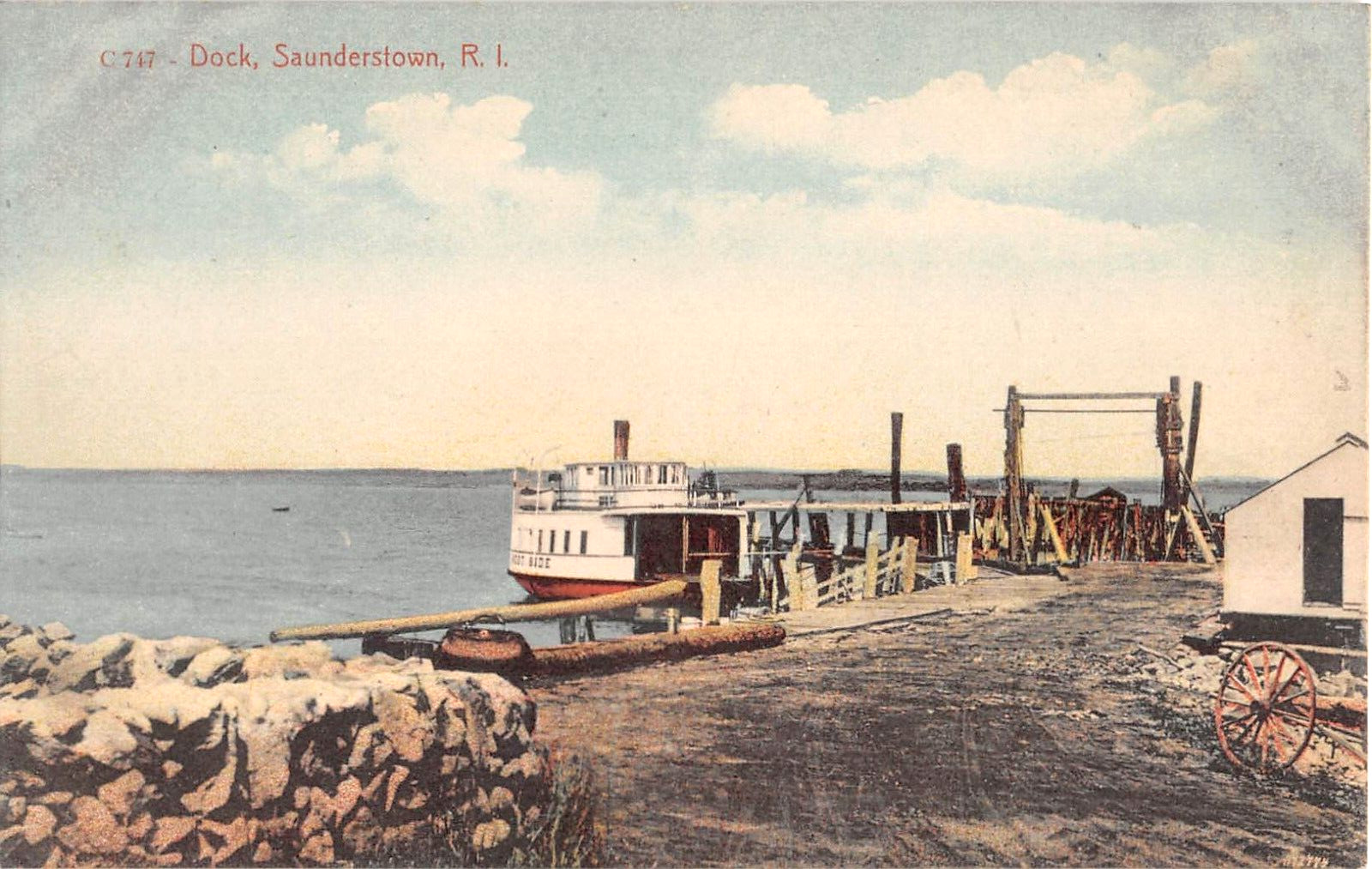 c.1909 West Side Ferry at Dock Saunderstown RI post card