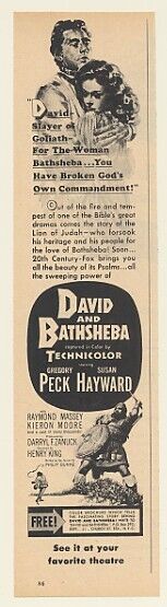 1951 Gregory Peck Susan Hayward David and Bathsheba Ad