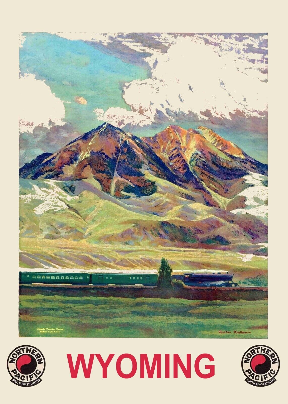 Wyoming Postcards 1930s Retro Original Travel Poster art  Set Of 6