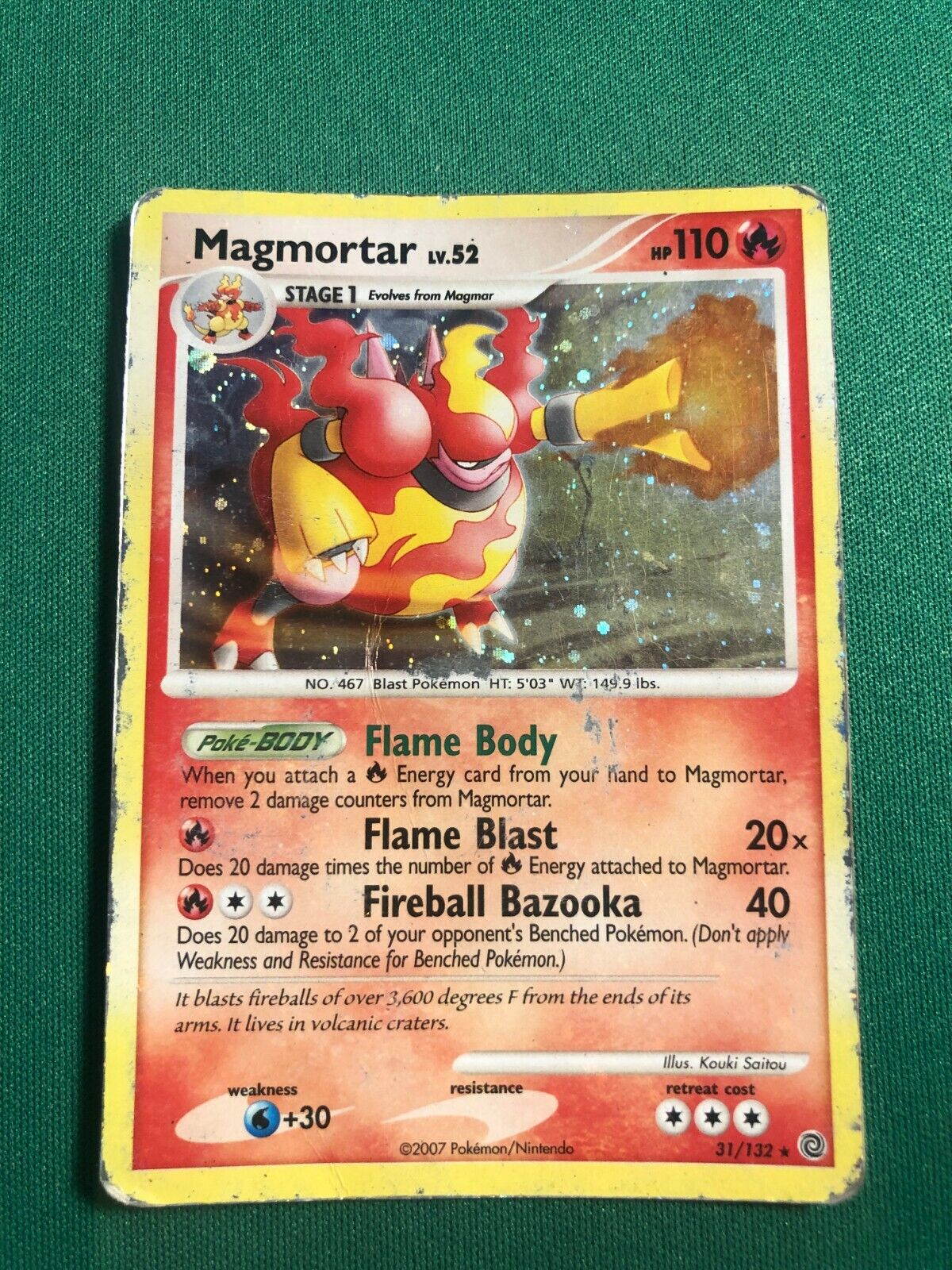 31/132 Magmortar Holo Pokemon Card - (Used condition single)