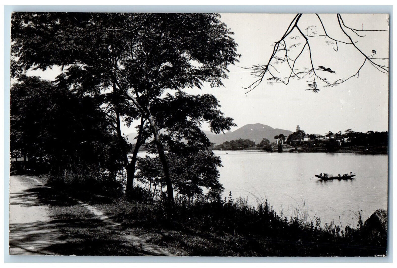 Garut District West Java Indonesia Postcard Boat in River c1910 RPPC Photo