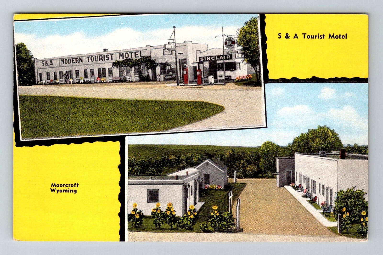 Moorcroft WY-Wyoming, S & A Tourist Motel, Advertisement, Vintage Postcard