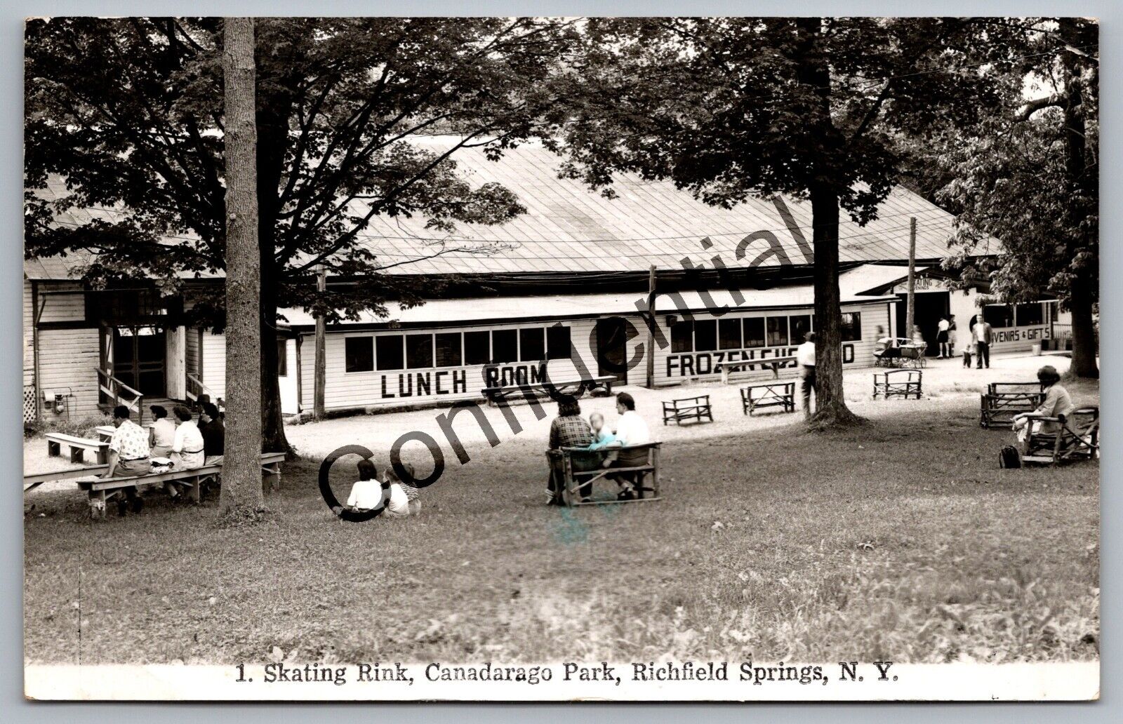 Real Photo Roller Skating Rink Canadarago Park Richfield Springs NY RP RPPC D343