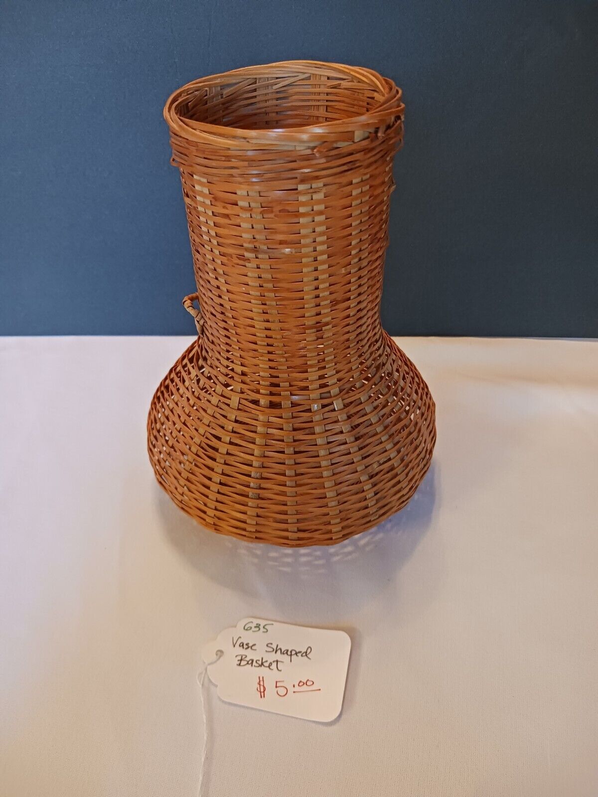 Vintage  BOHO Wicker Vase Rattan Hand Woven Flower Pot