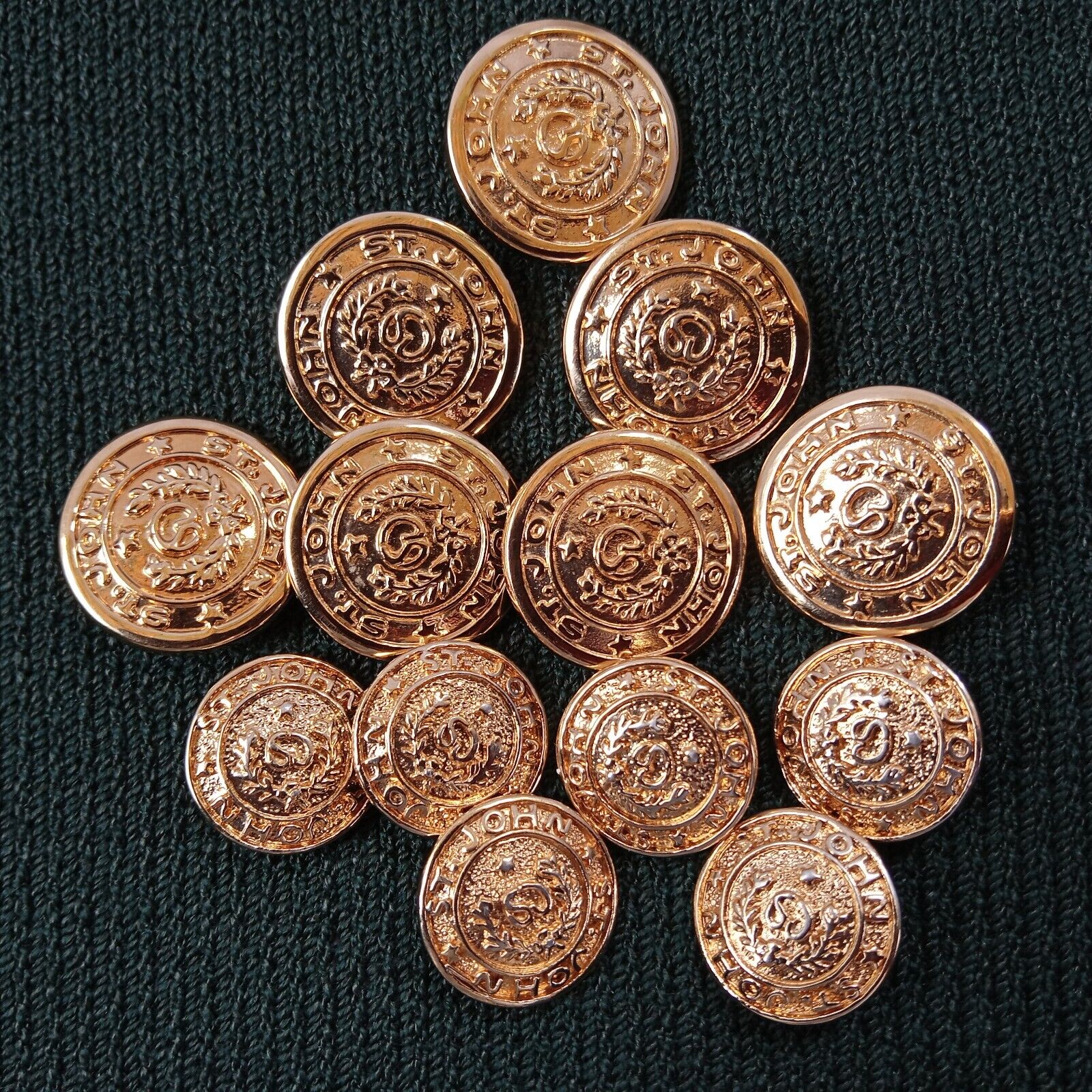 Lot Of 13 St John Replacement Gold Logo Crest Buttons 7-1\