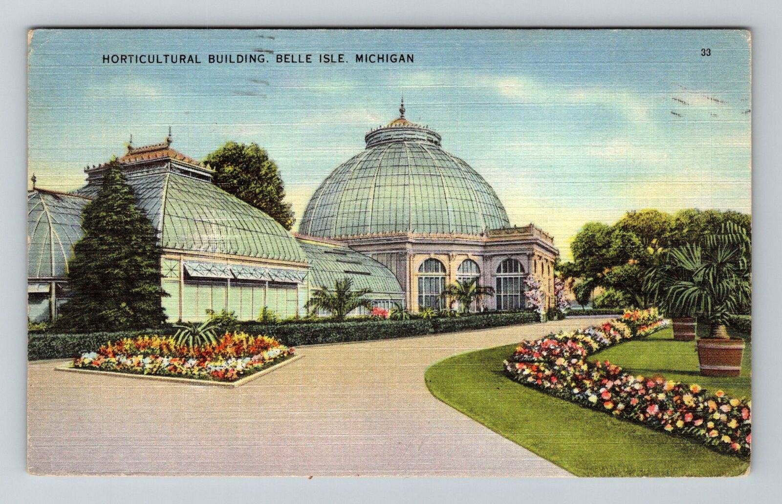 Detroit MI-Michigan, Belle Isle Horticultural Building, c1946 Vintage Postcard