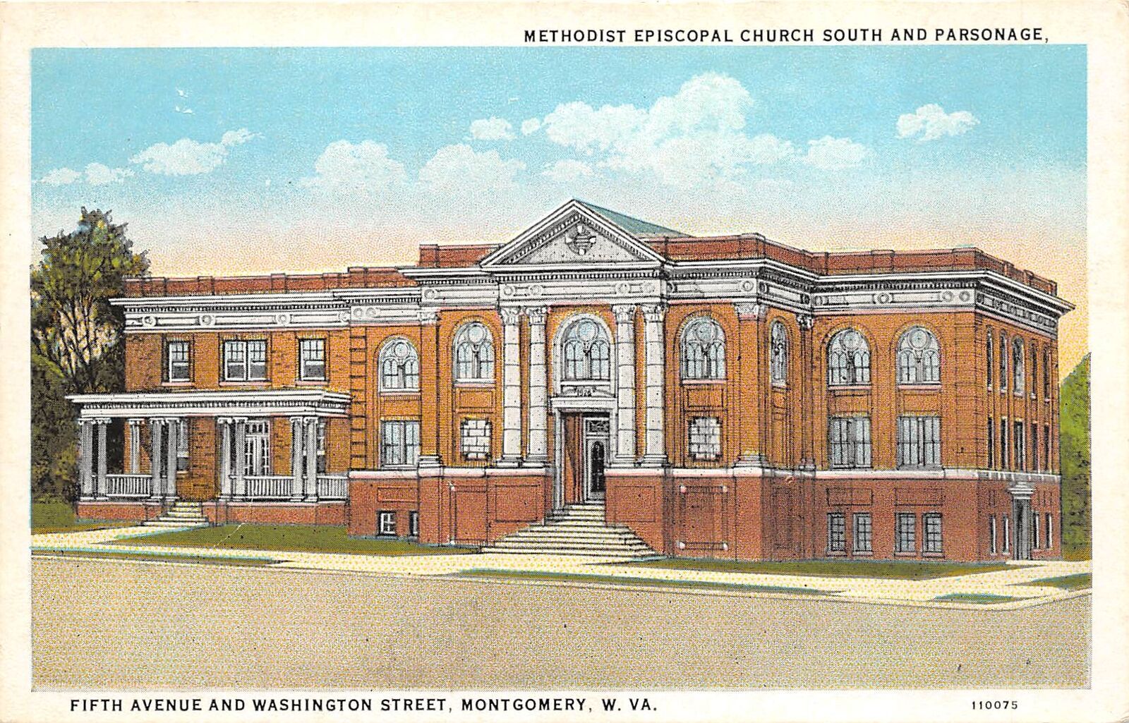 Montgomery West Virginia 1930s Postcard Methodist Episcopal Church
