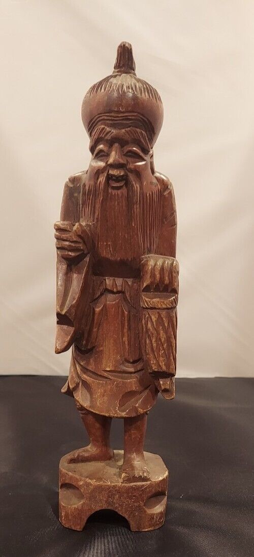 Vintage Chinese Immortal Scholar Carved Boxwood Figurine 12\