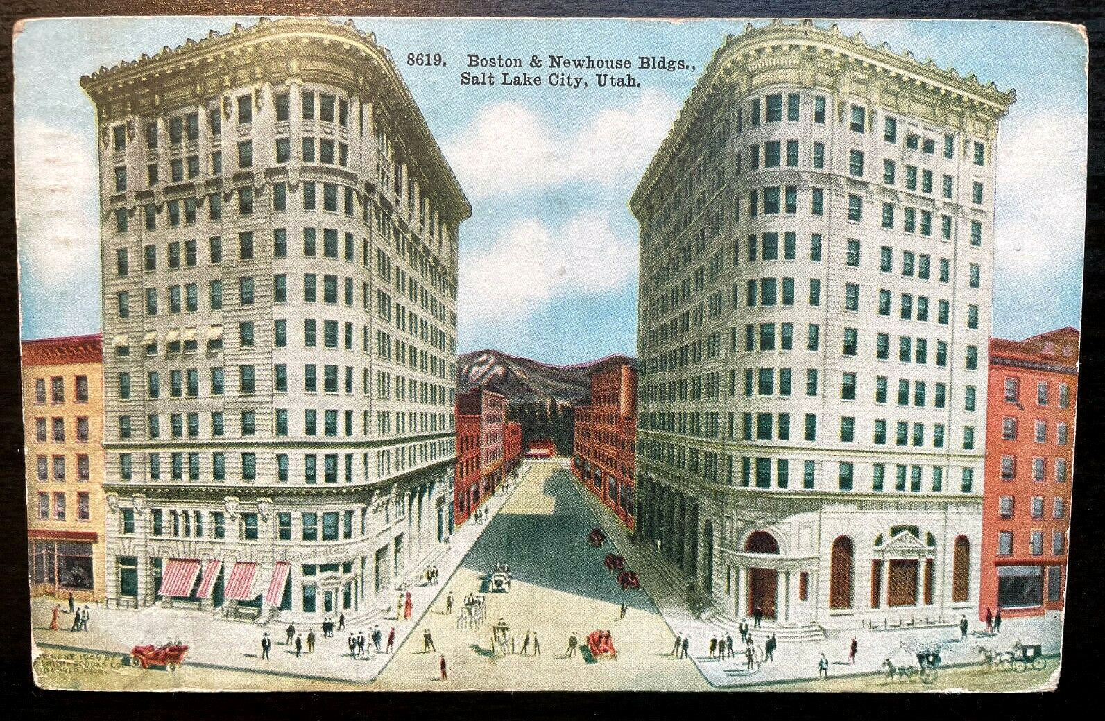 Vintage Postcard 1919 Boston & Newhouse Buildings Salt Lake City Utah