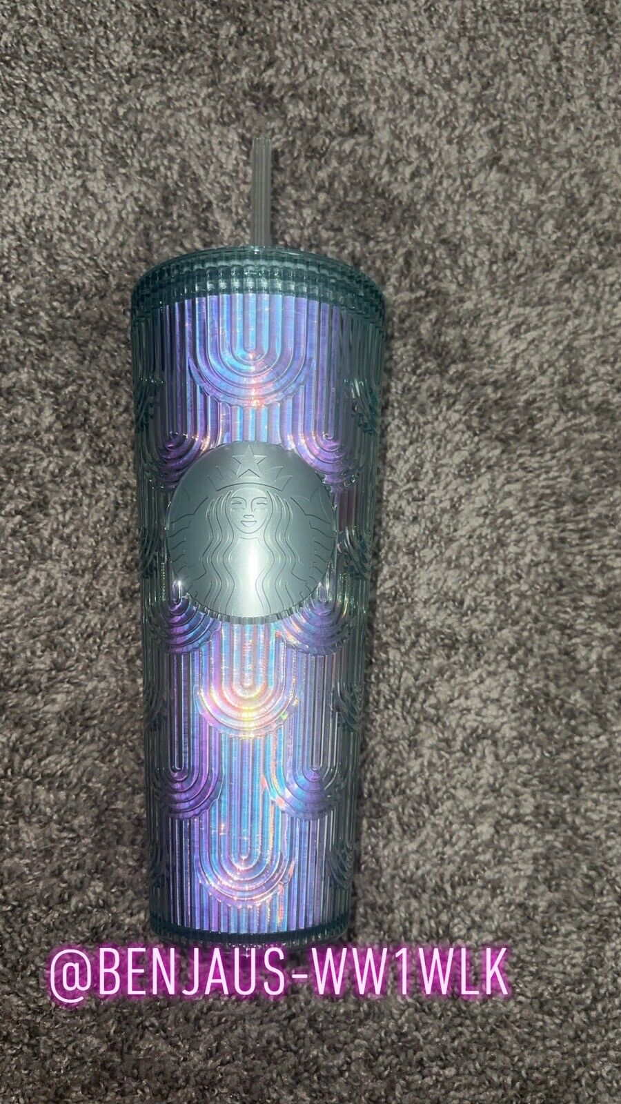 Starbucks 2022 Iridescent Mermaid Scales Tumbler Cold Cup 24 oz W/ Straw