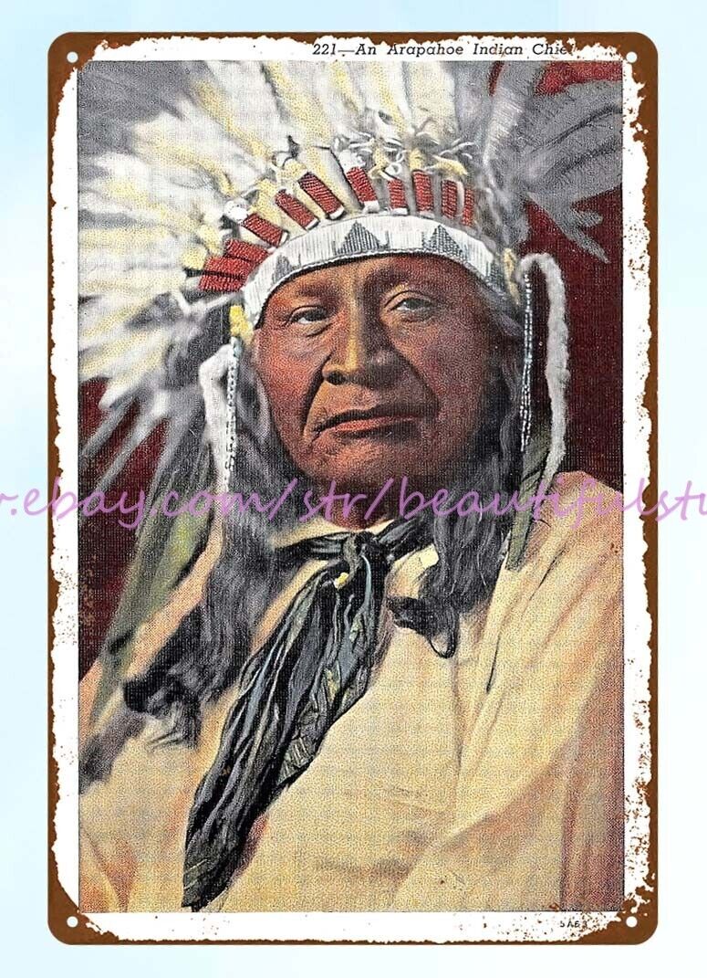 NATIVE AMERICAN INDIANS SIOUX CHIEF RED CLOUD metal tin sign lodge cafe