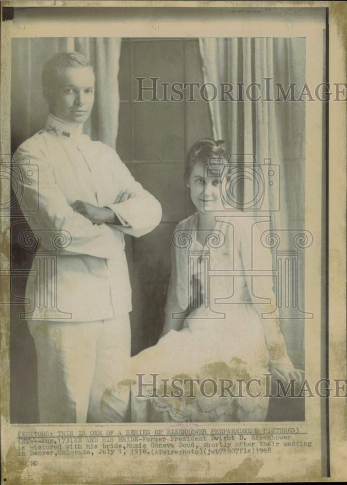 1916 Press Photo Dwight Eisenhower & Mamie Geneva Doud Wed, Denver - lrw03523