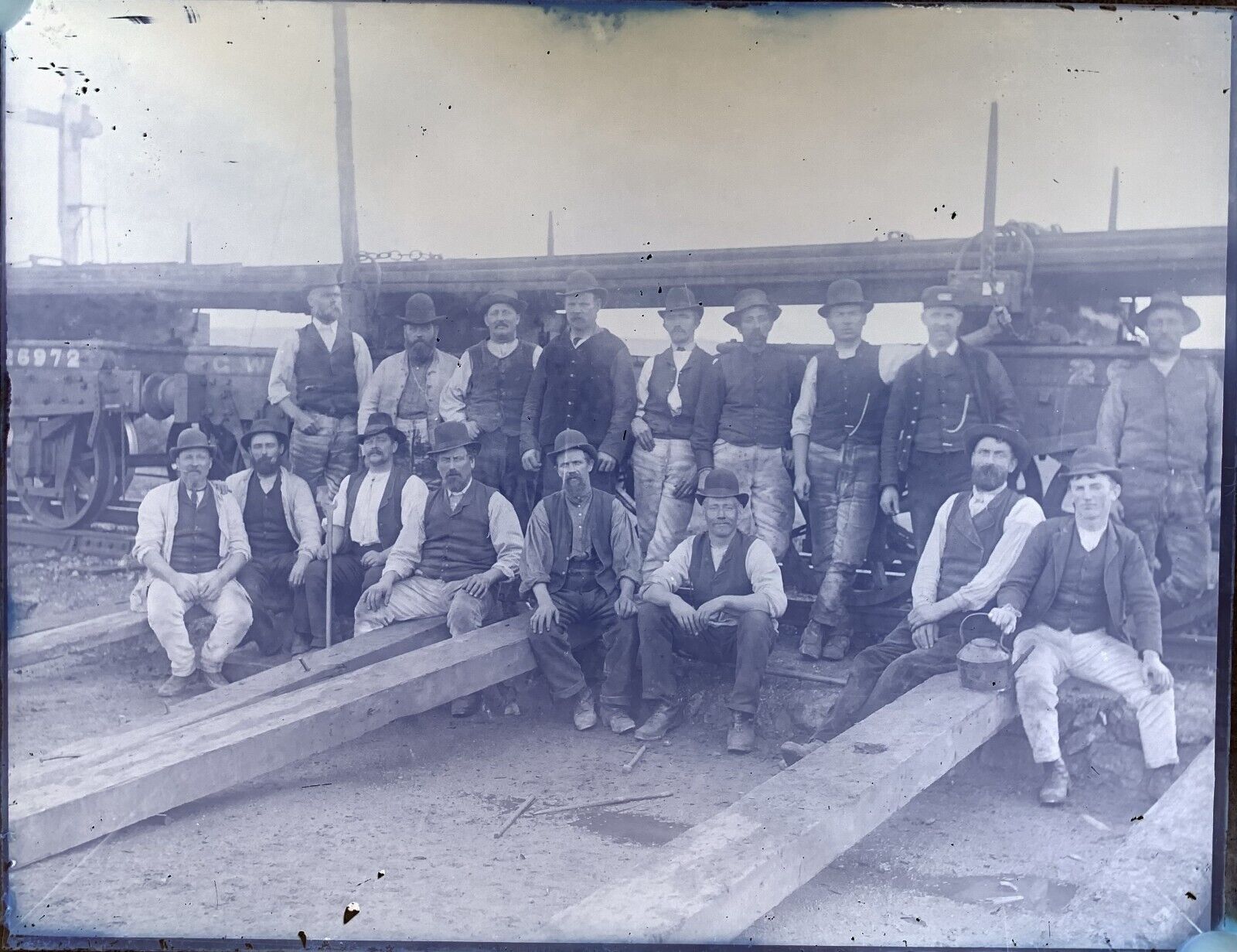 GWR Rail Workers Glass Negative 1880s-90s ?Portsmouth St Ives? L