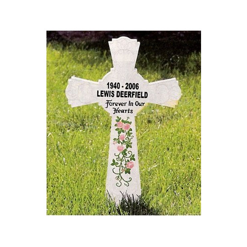 White Memorial Cross with Engraved Plaque - 16.5\