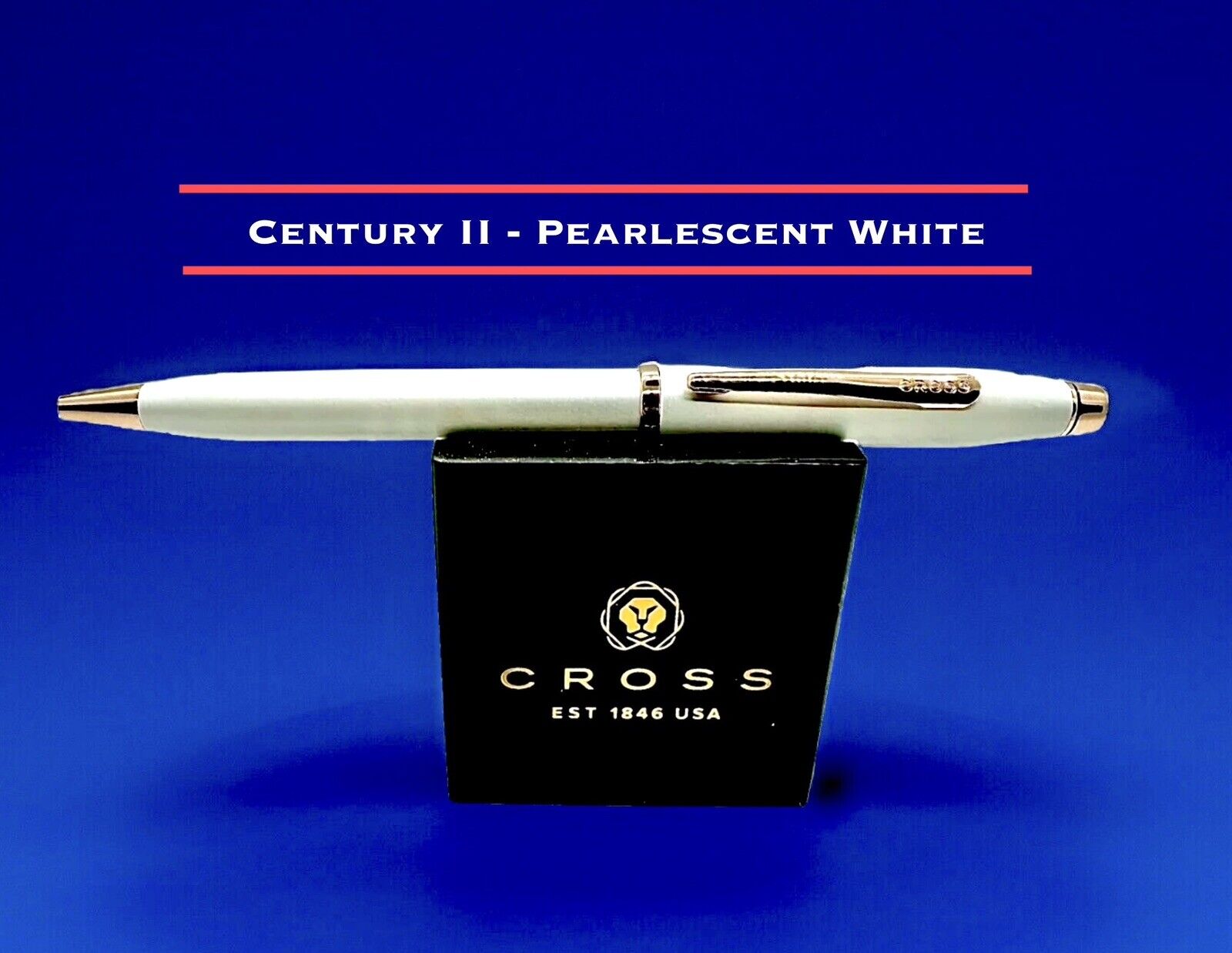 CROSS Century II “Pearlescent White” Lacquer Finish B/P Pen W/Rose Gold Trim NIB