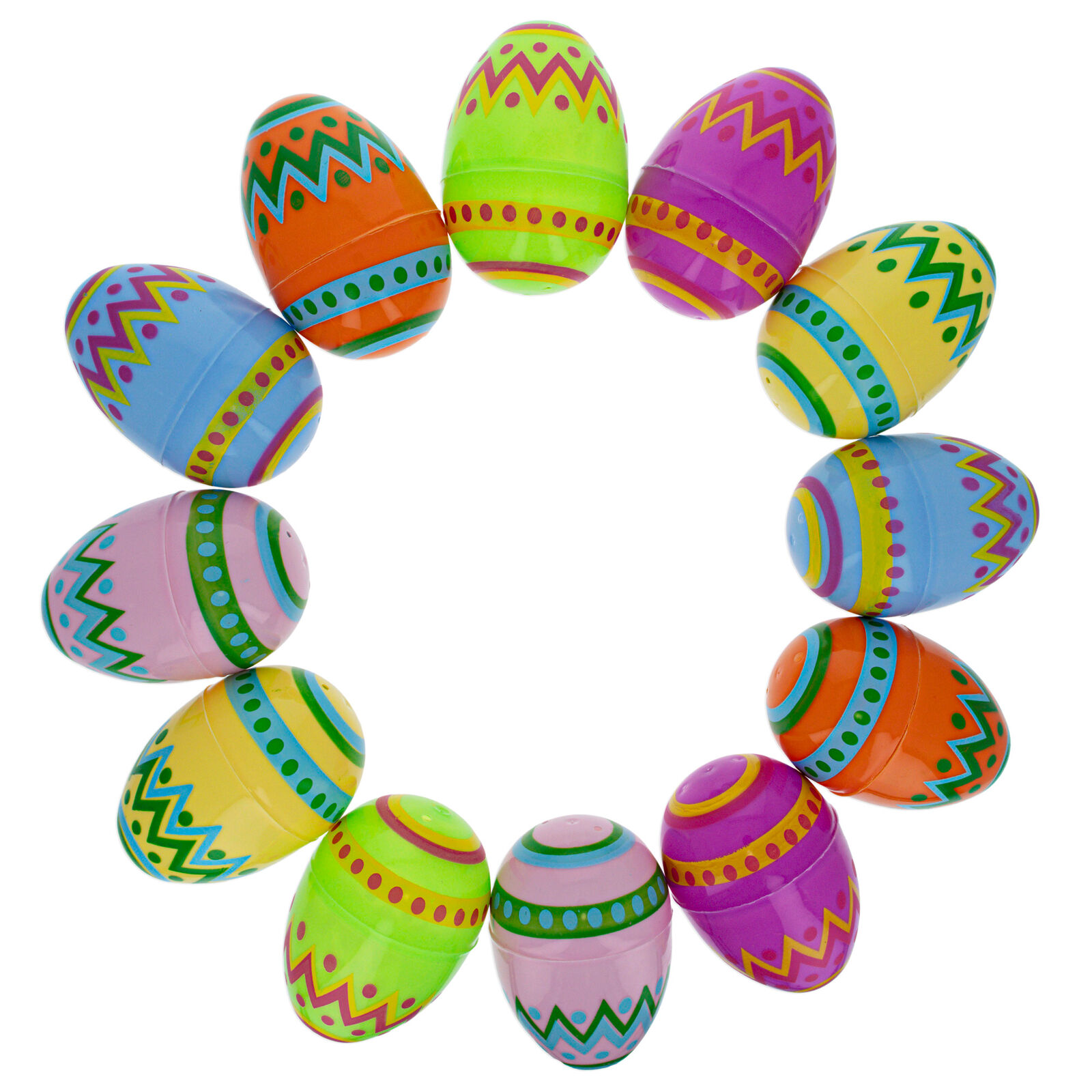 Set of 12 Large Ukrainian Traditional Geometric Pysanky Plastic Easter Eggs 3
