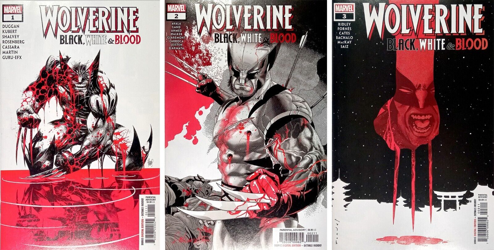 Wolverine Black, White & Blood  #1 - #3 Weapon X (2021) Marvel Comic  SET